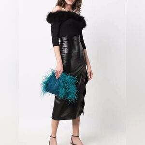ANTONELLA RIZZA clutch bag feathers teal green